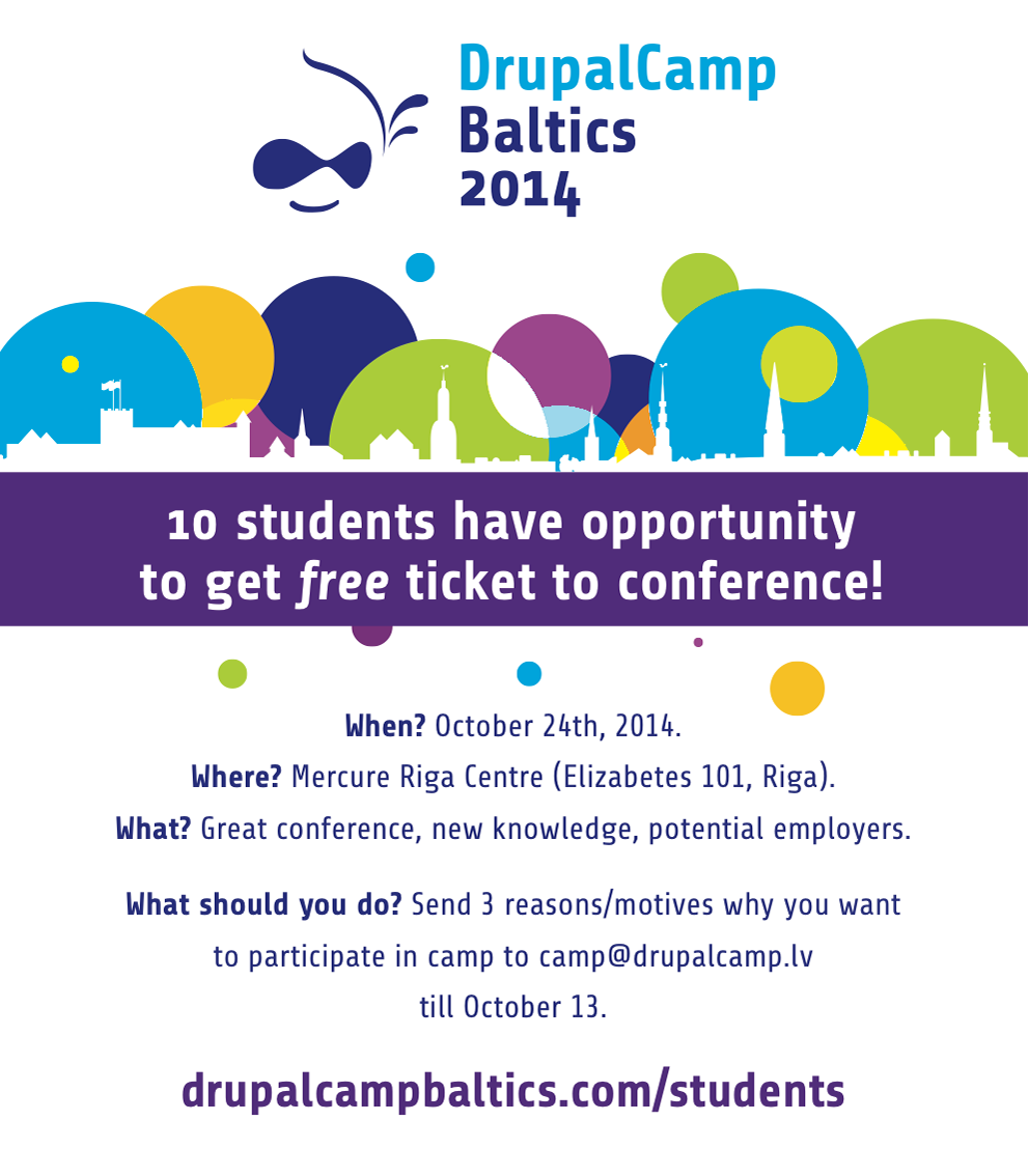 10 studenti DrupalCamp Baltics 2014 varēs apmeklēt bez maksas
