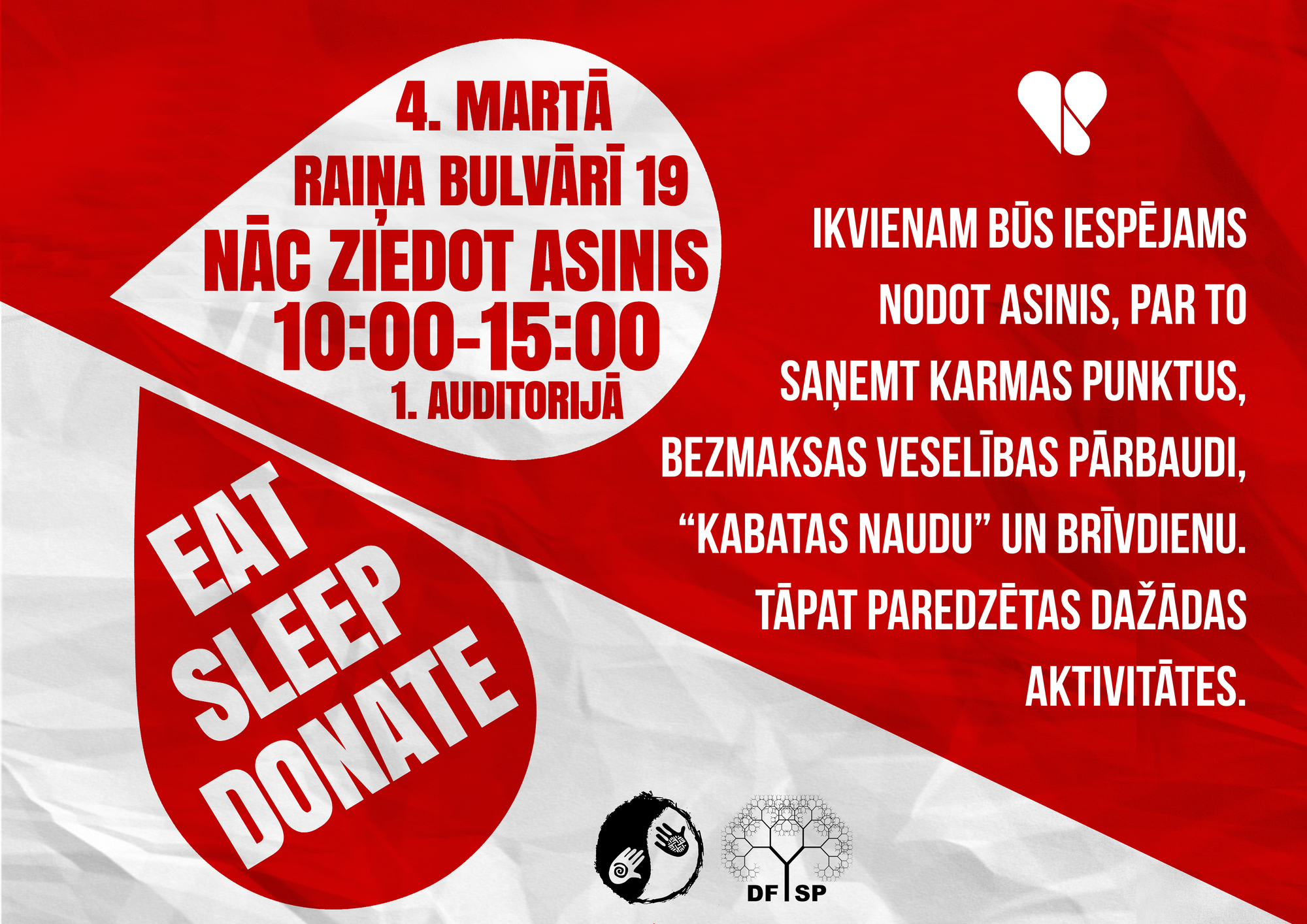 Humanitāro un datoriķu vienotā asinsdonoru diena – Eat.Sleep.Donate