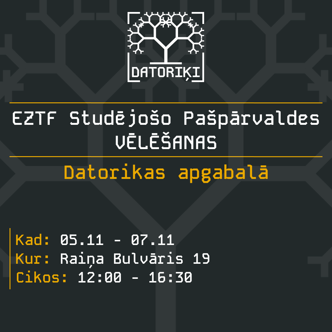 EZTF Studējošo Pašpārvaldes vēlēšanas Datorikas apgabalā [atjaunots - rezultāti]