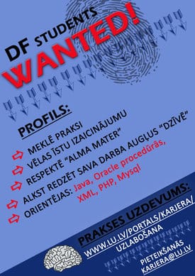 DF studentus aicina pieteikties PRAKSEI LU Informācijas tehnoloģiju departamentā
