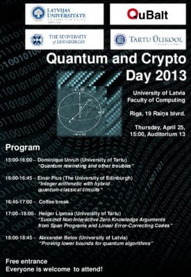 25. aprīlī - "Kvantu un kripto diena 2013"