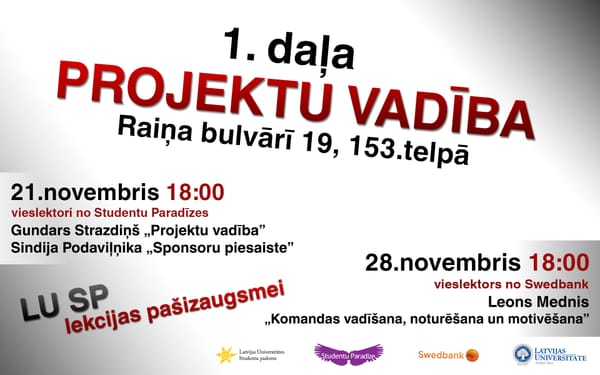 Lekcijas pašizaugsmei: projektu vadība.