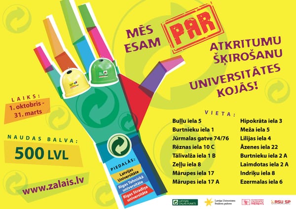 Atkritumu šķirošanas sacensības LU dienesta viesnīcās