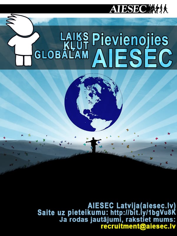 Lielākā studentu un jauniešu organizācija AIESEC uzņem jaunus biedrus